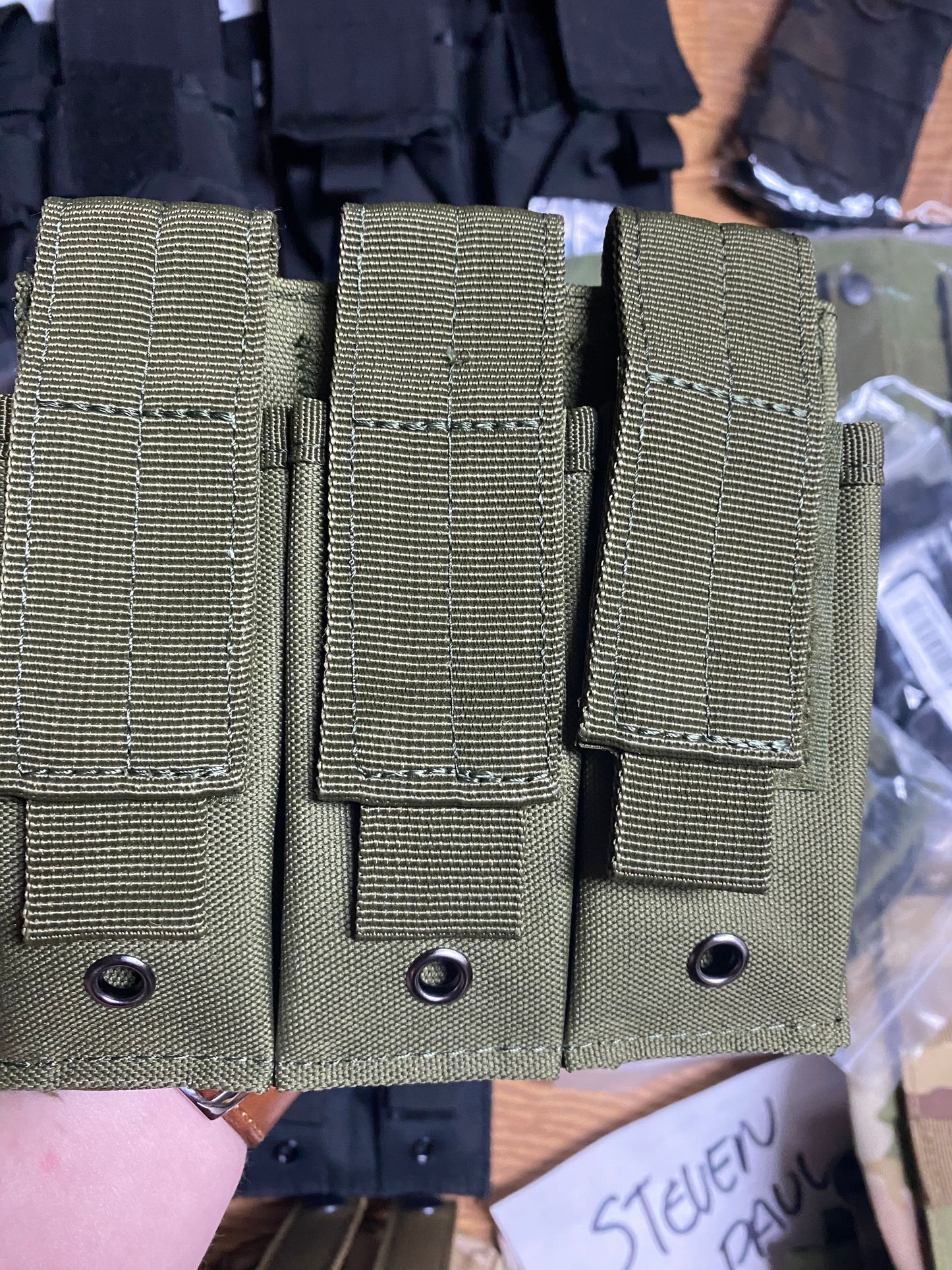 OD Green MOLLE Triple Pistol Mag Holster