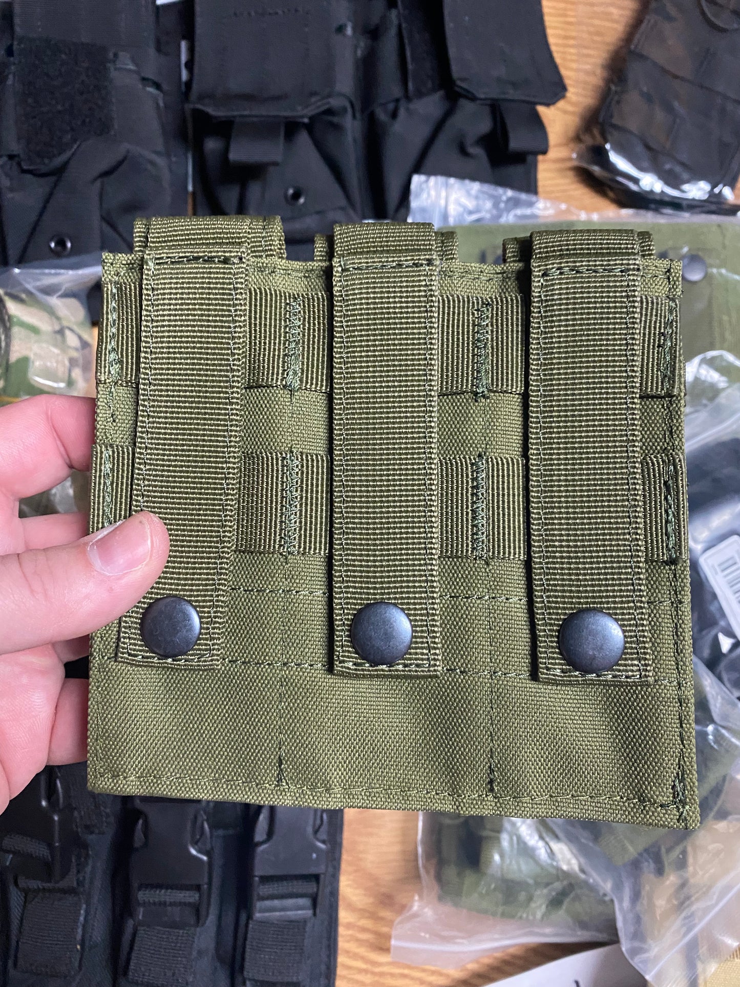 OD Green MOLLE Triple Pistol Mag Holster